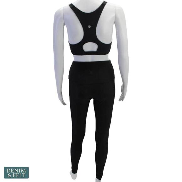 Lululemon Black Sports Bra Size 6 & High-Rise Leggings Size 4 Activewear Set - Picture 3 of 8